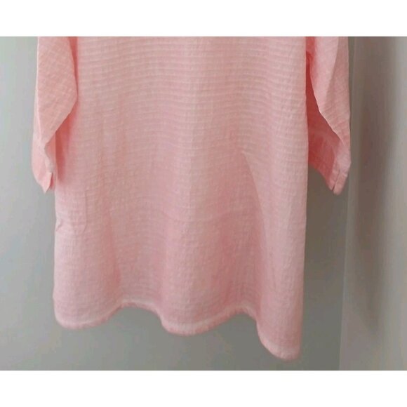 New Focus Popover Waffle Textured Blouse Size Small Pink Lagenlook Buttons - Picture 8 of 9